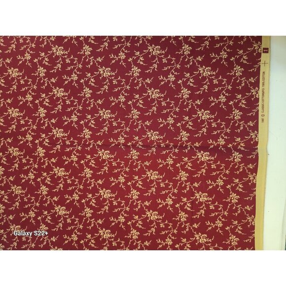 Classic Cottons Burgundy Floral Fabric 1 Yard 100% Cotton Quilting Sewing Materi - Picture 5 of 6
